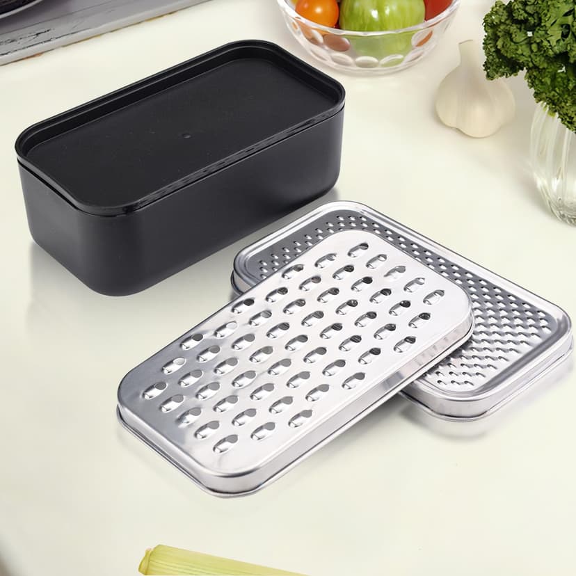 Cheese Grater with Container, Stainless Steel Cheese Shredder, Multifunctional Box Grater - 7