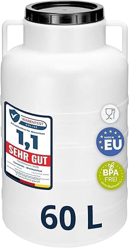 Garronda 60L Twist-Off Plastic Jerry Can Made of Food Grade HDPE Garden Water Tank Food Container Universal Plastic Bin GD-0078 White