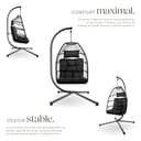 tectake® Fauteuil Oeuf Suspendu Chaise hamac Balancoire Cocooning Confortable Pliable Résistant, Fauteuil Relax avec Structure en Acier & Coussin Épais - 3