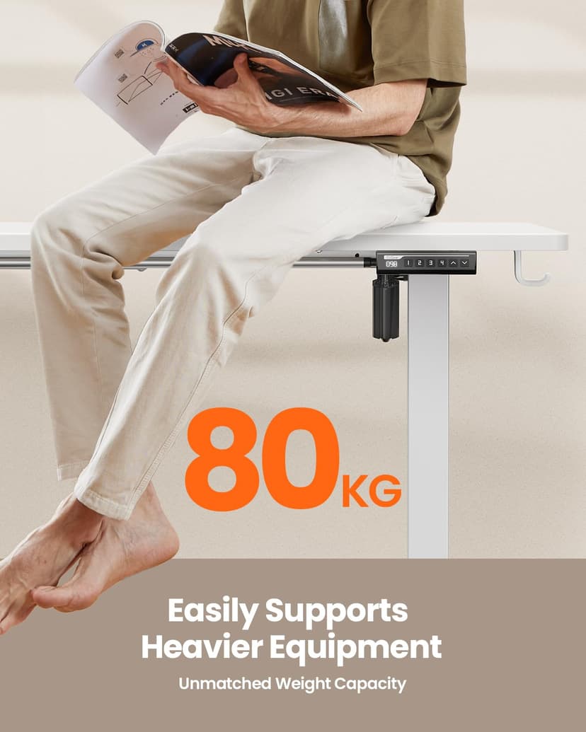 ErGear Electric Standing Desk Height Adjustable 140 x 70cm, Sit Stand Desk with 4 Memory Smart Pannel, Home Office Desk with Splice Board - 5