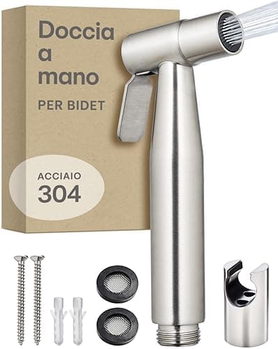 Praknu Handheld Bidet Sprayer for Toilet - Stainless Steel Jet Spray with Holder - Rustproof - Easy Installation Bidet Tap Attachment, Muslim Shower, Shattaf - Includes 2 Seals