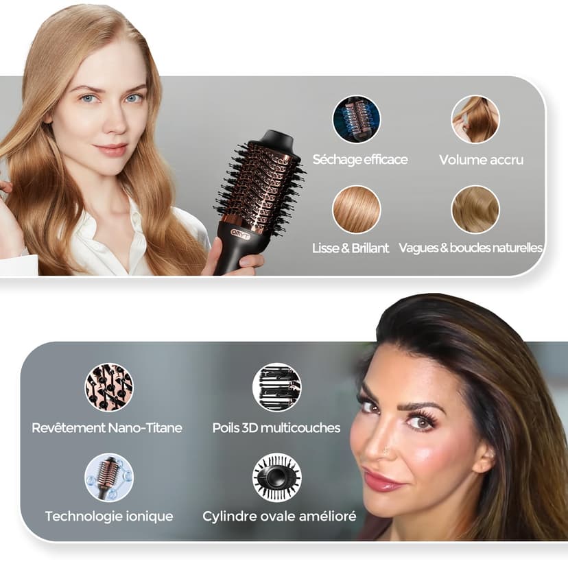 TYMO Hair Dryer Brush Blow Dryer Brush in One, 4 in 1 Ionic Hairdryer and Styler Volumizer with Oval Titanium Barrel, Hot Air Straightener for Smooth Frizz-Free Blowout, Gold - 7