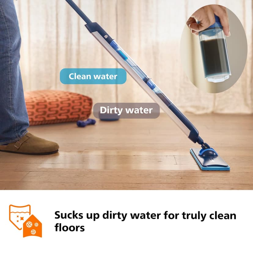 Philips OneUp 5000 Series Electric Mop - 2X Cleaner Floors³, 2X Faster Mopping, Dual Wetness Setting for Hard & Delicate Floors, Cordless with 360° Rotating Hinge (XV5113/01) - 4