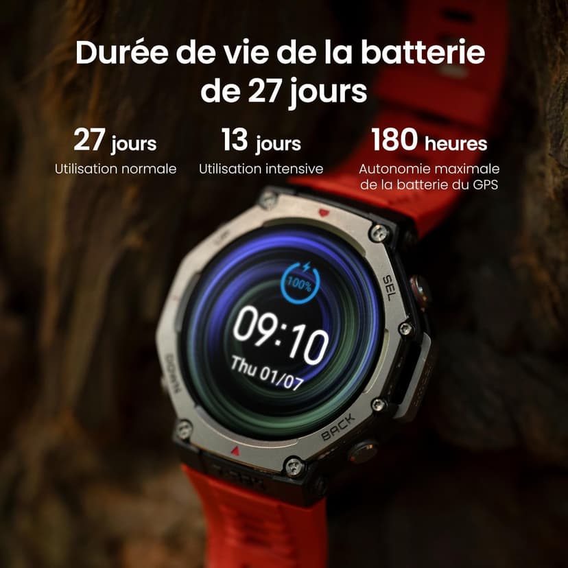 Amazfit T-Rex 3 Outdoor Smartwatch 48mm Écran AMOLED, Cartes et Navigation Hors Ligne, GPS Double Bande à 6 Systèmes Satellites, Autonomie de 27 Jours, Paiement NFC, 170 Modes Sportifs pour Aventure - 3