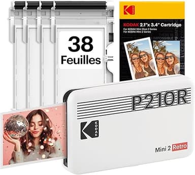 KODAK Mini 2 Retro 2x3 Mobile Photo Printer, 38 Sheets, B…
