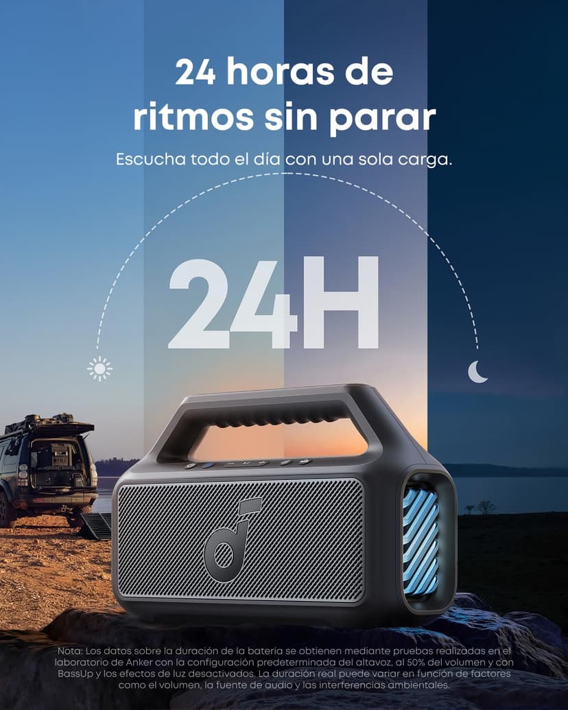 Soundcore Enceinte Bluetooth puissante Boom 2, Son de 80 W avec Caisson de Basse et BassUp 2.0, 24h, IPX7, USB-C, Bluetooth 5.3, Enceinte Portable, Le Camping, la Plage et Le Jardin - 6
