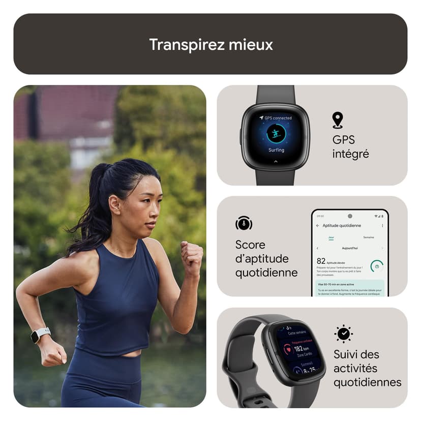 Google Fitbit Sense 2 Smartwatch per fitness e benessere con GPS integrato, fino a 6 giorni di autonomia e compatibile con Compatible with iOS 15 & Android OS 9.0 - 7