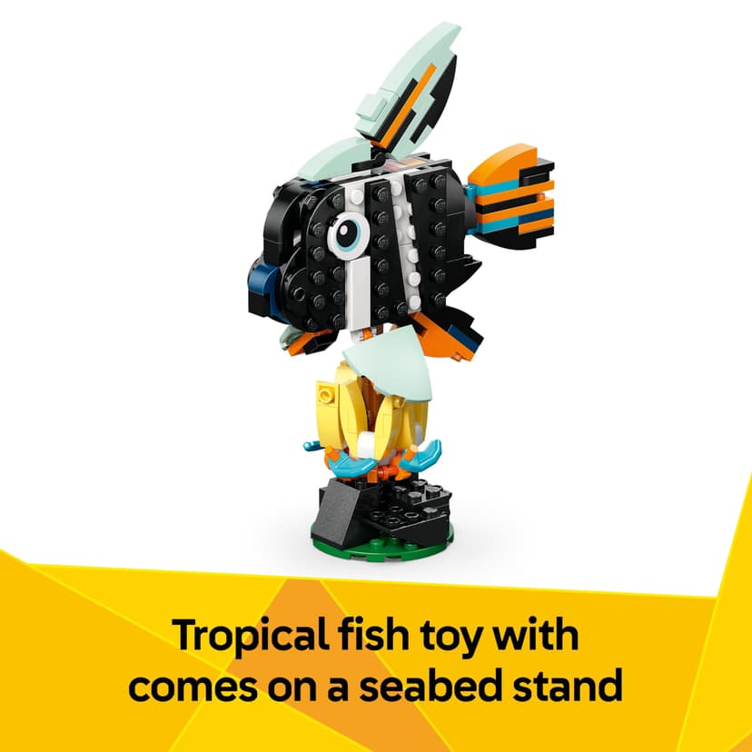 LEGO Creator 3in1 Wild Animals: Tropical Toucan with a Flower - Toy Animal Transforms into a Butterfly Figure or a Tropical Fish - Creative Gift for 7+ Year Old Girls & Boys - 31173 - 6