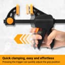 TOOLMAYS 2pcs 150 mm Clamps for Woodwork with Connector, Splicable to 620mm as Spreader, 100kg Max Load Wood Clamps Quick Grip, One-Handed Clamp, Ratchet Clamp for Long Woodworking Workpieces - 7