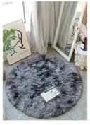 Tinyboy-hbq Tapis Rond Salon Tapis Chambre Rond Moderne Design Shaggy Poils Longs Interieur Décor Ultra Doux De Peluche De Pièce De Maison De Pépinière(Gris Noir❍ 140cm) - 6