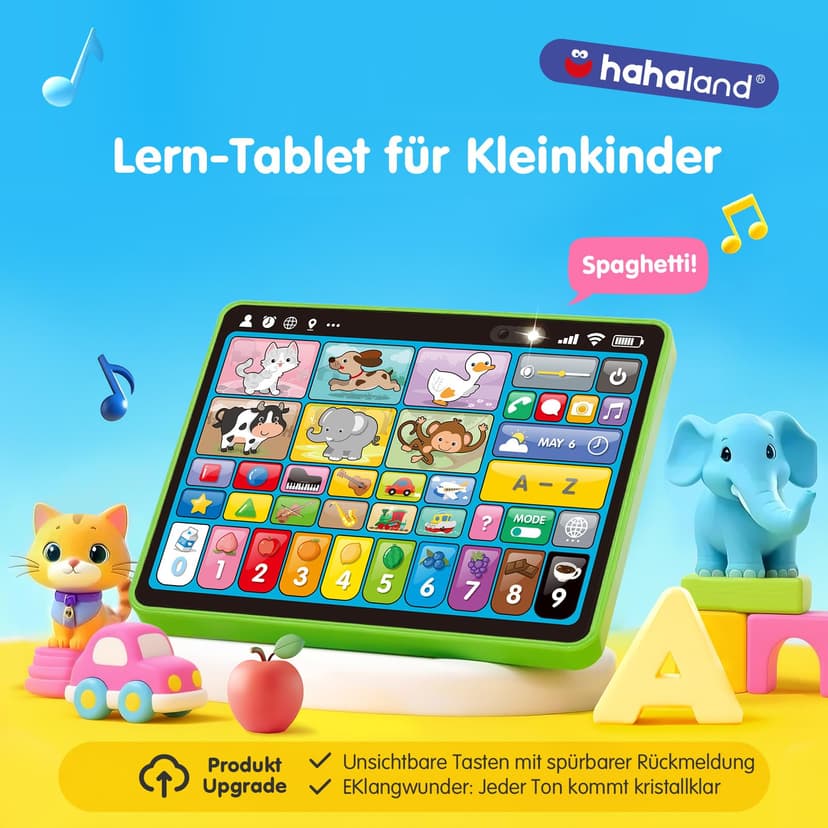 hahaland Jouet Bébé 1 an – Tablette Éducative Interactive avec Sons, Lumières et 5 Langues d’Apprentissage (en/FR/DE/IT/ES), Jouet d’Éveil Musical Cadeau Enfant 1 2 3 Ans Garçon Fille - 9