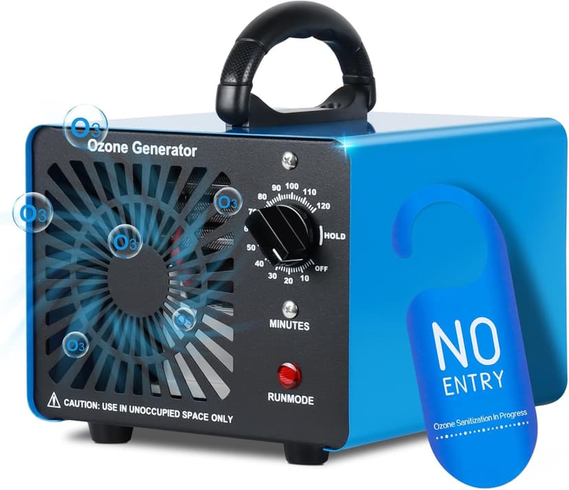 Generatore di Ozono Professionale 75000mg/H, GMGXX 0-400㎡ Ozonizzatore Purificatore d'Aria Ozono,Timer 120 Min, Macchina Ozono per Casa Ambienti e Auto, Blu, OG-75 - 1