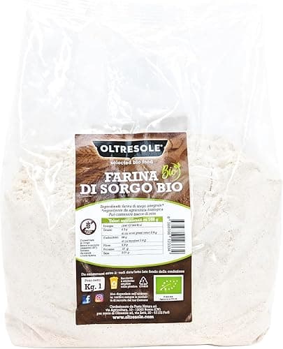 Oltresole, Italian Organic Sorghum Flour 1 Kg, Gluten Free Flour, No GMO, 100% Made in Italy, Ideal for Coeliacs, Breads, Sweets and Pasta, Rich in Fiber and Protein
