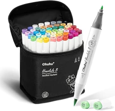Ohuhu Marqueurs à alcool 48 couleurs, Marqueurs à croquis…