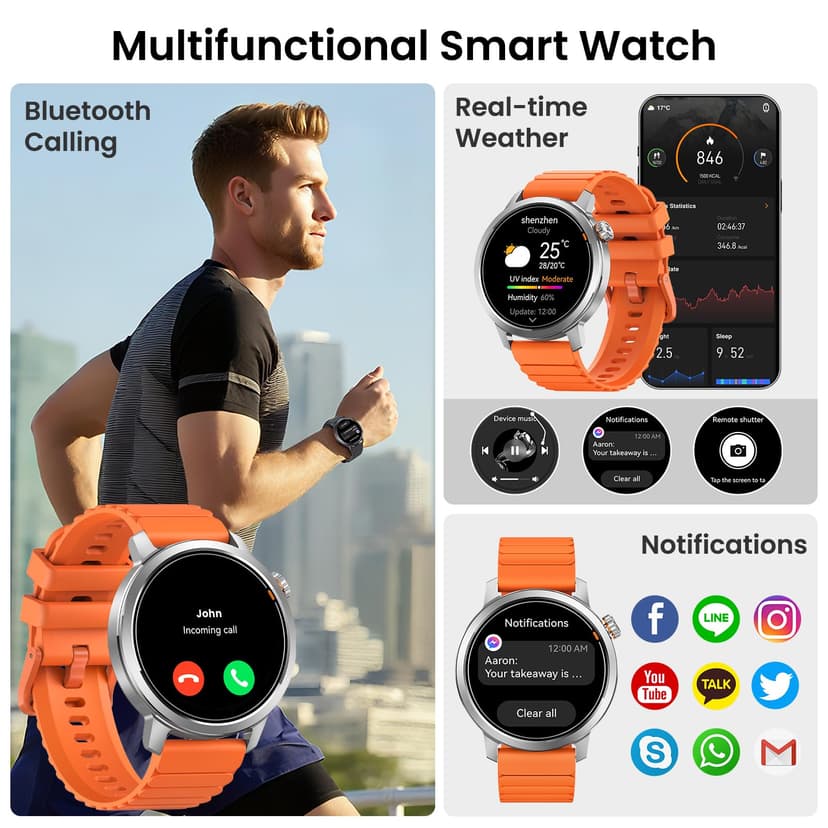 KOSPET ORB Smart Watch for Women Men, Ultra-Lightweight, 25 Days Battery Life, 1.43" AMOLED Fitness Watch with 24H Heat Rate Monitor & Sleep Tracking, 175+ Sports Modes, IP68 Waterproof Silver - 2