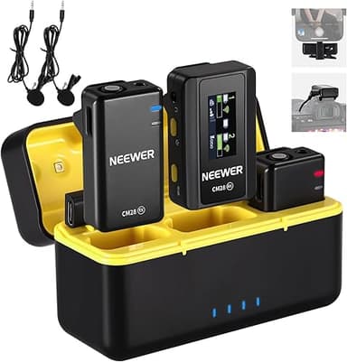 NEEWER CM28 Wireless Lavalier Microphone System with Char…