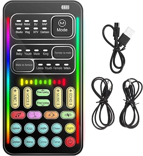 Portable Voice Changer, I9 Live Sound Card Handheld Microphone Voice Changer with 8 Sound Effects, Sound Disguiser for PS4 PS5 PC Phone Laptops