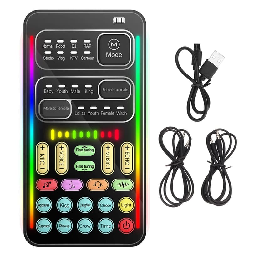 Portable Voice Changer, I9 Live Sound Card Handheld Microphone Voice Changer with 8 Sound Effects, Sound Disguiser for PS4 PS5 PC Phone Laptops - 1
