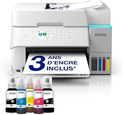 Epson EcoTank ET-3956 White A4 Multifunction Printers with Scanner, Wi-Fi & AirPrint Ink Tank, Automatic Document Feeder, Duplex Printing, Scan & Copy, Up to 3 Years of Ink Included