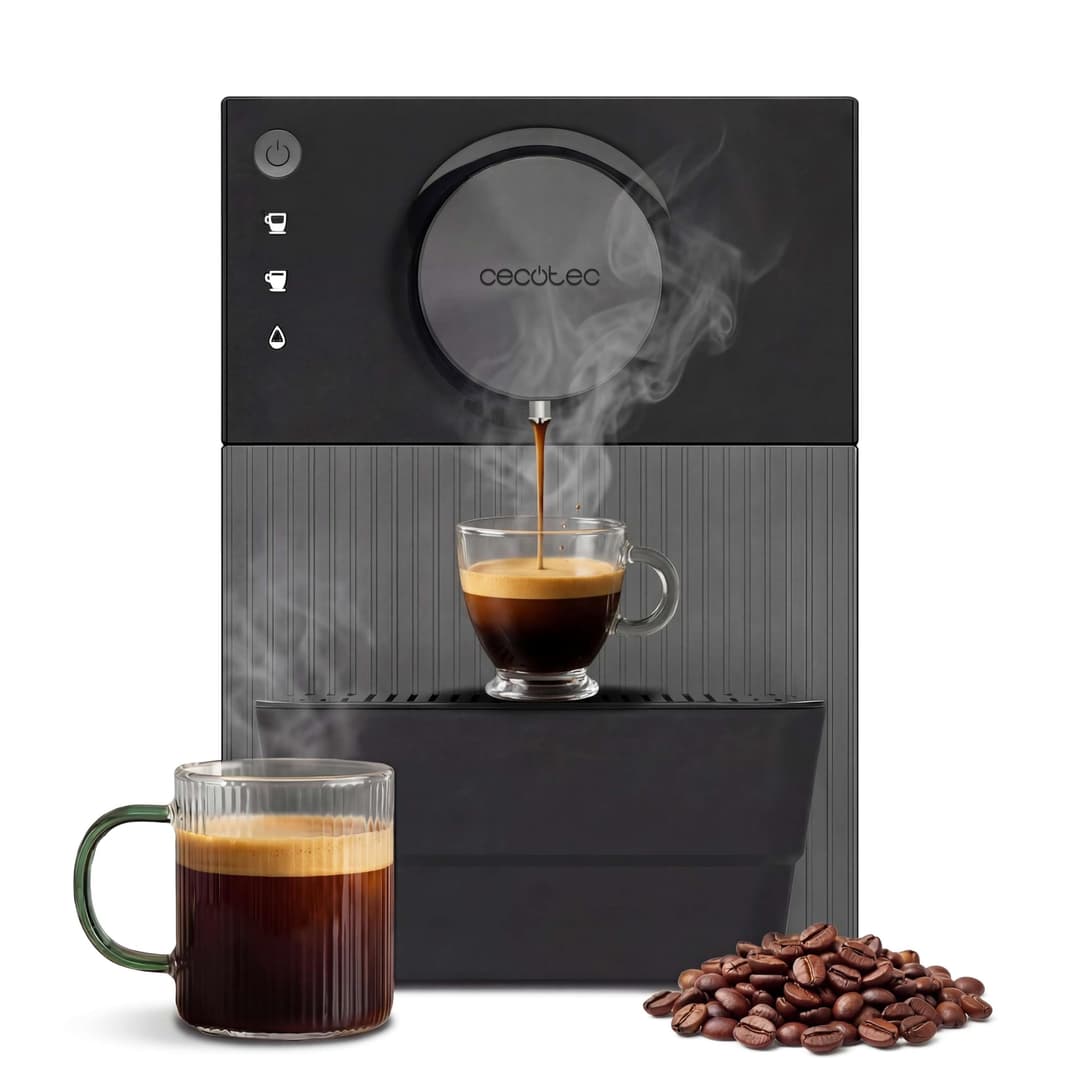 Cecotec Cremmaet Cube Compact Superautomatic Coffee Maker, 1350W, 10g Pressing System, Pre-Infusion System, 19 Bars, Thermoblock System, 5 Grinding Levels, Touch Control Panel