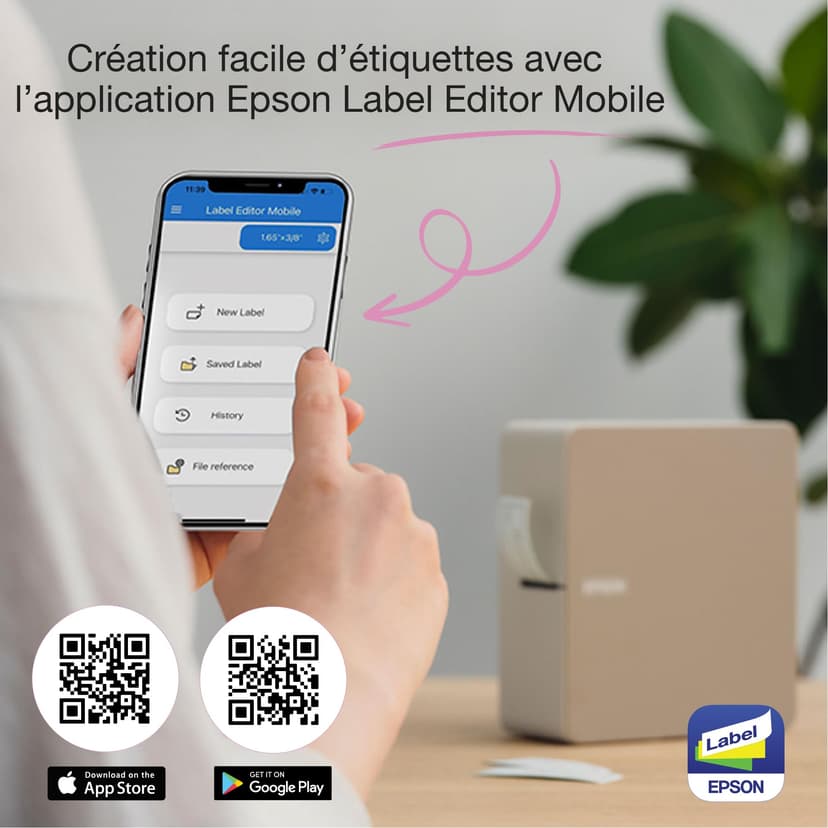 EPSON LabelWorks LW-C610 | Imprimante d'étiquettes portable - Bluetooth, application iOS et Android, alimentation batterie ou secteur, impression jusqu'à 24 mm, 50 rubans, massicot économique - 5