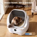 Self Cleaning Cat Litter Tray Open Top, Odor Control, Ready to Use, Automatic Litter Box, Large Capacity with APP Control and Safety Sensor, Ellenpent, with Trash Bags/Litter Mat (White) - 4