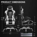GTPLAYER Gaming Chair, Massage Computer Chairs with Footrest, Headrest and Lumbar Support Height Adjustable Ergonomic 360°-Swivel PC Chair White - 3