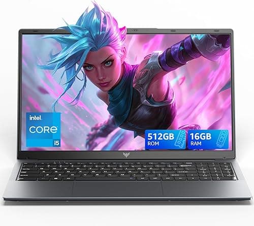 ACEMAGIC Ordinateur portable de jeu 2026 avec écran FHD de 15,6 pouces avec processeur Core i5-12600H jusqu'à 4,5 GHz, 16 Go de RAM DDR4, 512 Go NVMe PCIe 3.0 SSD ordinateur portable de jeu, léger
