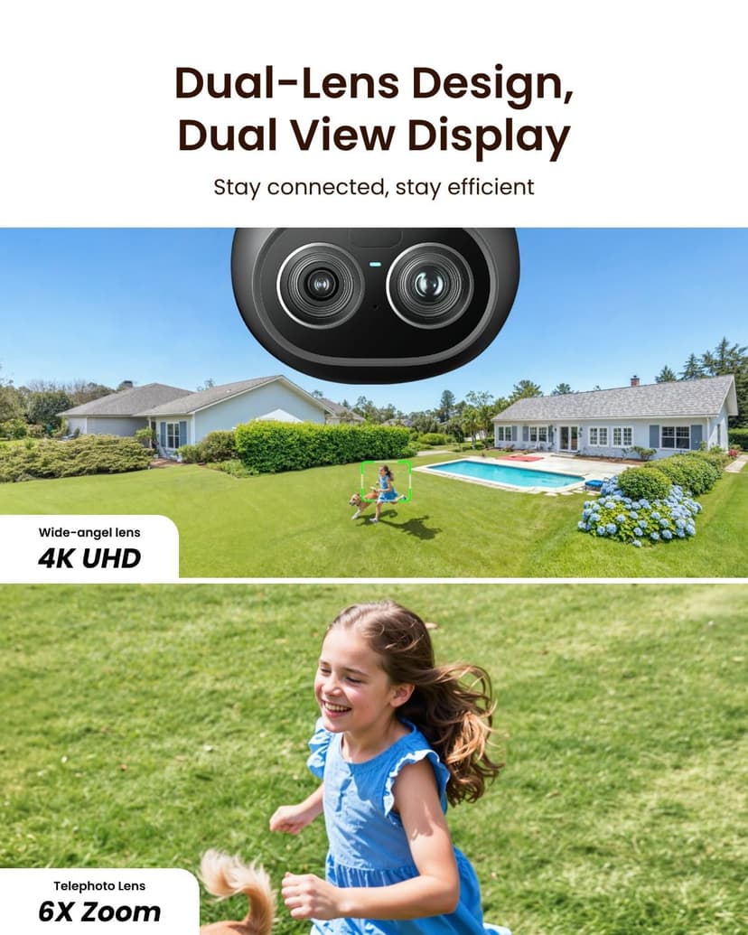 Reolink TrackFlex Floodlight WiFi, 4K PTZ Camera Outdoor, 360° Auto-Tracking Zoom, 270° PIR Detection, 3000 Lumens, Floodlight Camera Wi-Fi 6 with Local AI Video Search, 24/7 Recording, Hardwired - 2