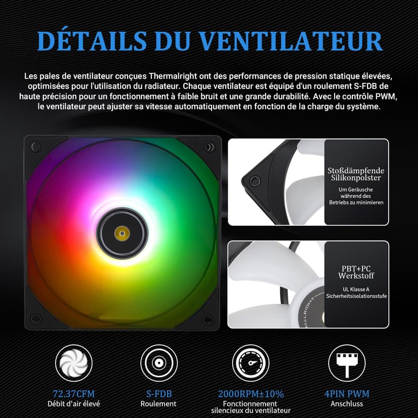 Thermalright Frozen Notte 360 Noir ARGB V2 Refroidisseur de processeur de refroidissement par eau,convient pour AMD :AM4/AM5, Intel LGA 1851/1700/115X/1200/2011 - 5