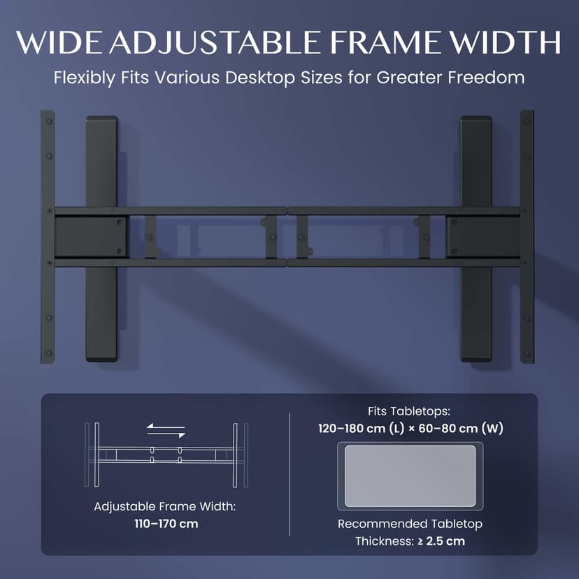 FlexiSpot Bureau Assis Debout Électrique 2 Moteurs, Charge 160kg, 3 Colonnes, Rappel de Sédentarité, Système Anti-collision, Panneau Mémoire, Cadre en Acier, Noir - 7