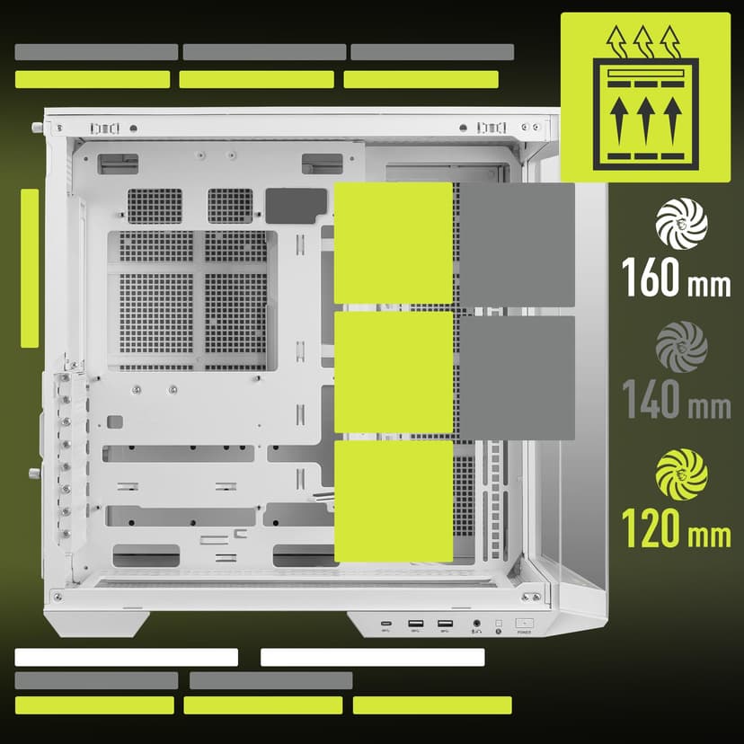 msi MAG PANO 100L PZ White - Premium Mid-Tower Gaming PC Case - Tempered Glass Side Panel - Liquid Cooling Support up to 360mm Radiator - White Color Case - 4