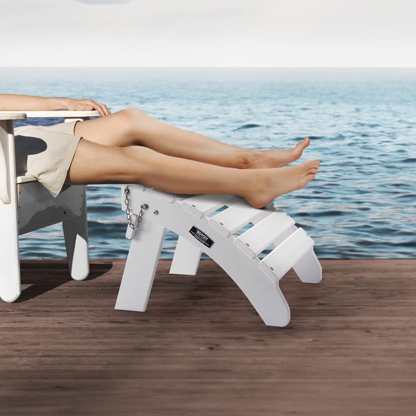 VEVOR Repose-pieds Pliable Adirondack, 450x500x350 mm, en PEHD, Résistant aux Intempéries pour Chaise Adirondack, Montage Facile, pour Extérieur, Patio, Porche, Piscine, Pelouse, Arrière-cour, Blanc - 8