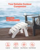 VEVOR Repose-pieds Pliable Adirondack, 450x500x350 mm, en PEHD, Résistant aux Intempéries pour Chaise Adirondack, Montage Facile, pour Extérieur, Patio, Porche, Piscine, Pelouse, Arrière-cour, Blanc - 2
