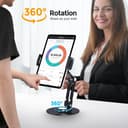 Lucrave Tablet Stand Holder for iPad, Adjustable with 360 Rotating Base for Desk, Aluminum Tablet Stand with 11" Arm Compatible with iPad Air/Mini, 10.2/9.7, Pro 11/13 and More, Black - 2