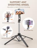 71" Phone Tripod & Selfie Stick,QIRITA Integrated Extendable Quadrapod for Smartphone, Stability on Four Axes, Portable Travel Tripod Stand with Remote Control for iPhone, Android, Camera&GoPro - 5
