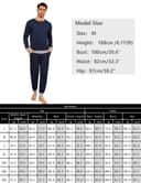 Mens Pyjama Set Winter Pajamas Henley Shirt Plain Color Nightwear For Men Long Sleeve Pjs Top and Full Length Loungewear Bottom With Pockets S-3XL - 6