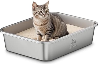 Bac Litiere pour Chat en INOX, Bac à Litière pour Grands …