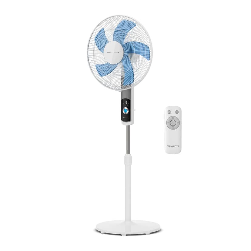 Rowenta Turbo Silence VU5650F0 Pedestal Fan, Only 35 dB(A) in Silent Night Mode, Energy Saving, 12 Speeds, Digital LED Screen, Timer, Remote Control, White - 1