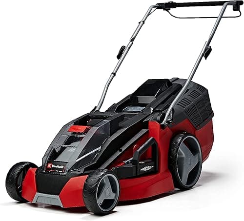 Einhell Cordless Lawnmower with Battery (x2) and Charger (x2) 36V Power X-Change, 43cm Cutting Width, 63L Grass Box, 6 Cutting Heights, Mulching GE-CM 43 Li M