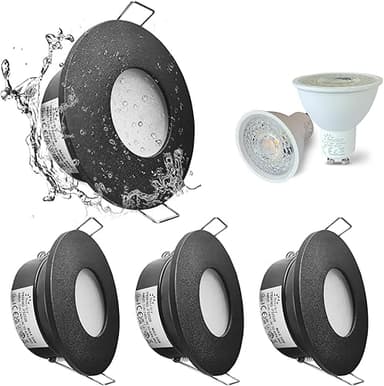 Sweier LED Einbaustrahler 230V 5W Schwarz, IP65 Deckenspo…
