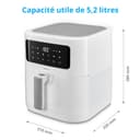MEDION E40 XL MD11740 Hot Air Fryer (5.2 L, Airfryer, 2150 W, 9 Automatic Programs, Cooking Function, Oil-free Frying, Touch Control Panel, LED Display) White - 8