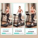 CITYSPORTS Treadmill, folding treadmill 12 km/h, with LED display, APP and 360° tablet holder, compact walking pad for home and office - 3