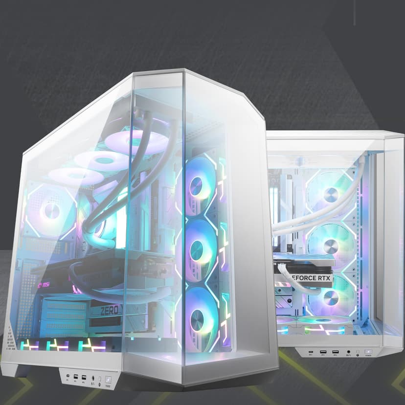 msi MAG PANO 100L PZ White - Premium Mid-Tower Gaming PC Case - Tempered Glass Side Panel - Liquid Cooling Support up to 360mm Radiator - White Color Case - 2