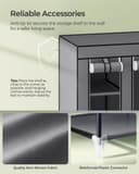 SONGMICS Fabric Wardrobe, Portable Wardrobe for Bedroom, Clothes Rail with Non-Woven Fabric Cover, Clothes Storage Organiser, 45 x 150 x 175 cm, 12 Compartments, Metal Frame, Grey LSF03G - 5