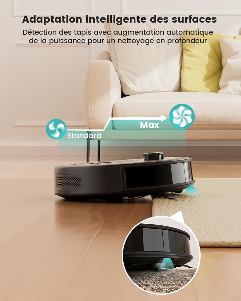 Lefant M330 Pro Robot Vacuum Cleaner 3 in 1, Robot Vacuum Cleaner 5000Pa Suction, DToF Navigation, Mapping, Virtual Zones, Obstacle Avoidance PSD, 150min, Connected by Alexa/APP/WiFi - 4
