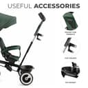 Kinderkraft Aston Tricycle, Baby Push Trike, Kids First Bike, Free Wheel Functions, Parenthandle, Footrest, Accessories, Bag, Cupholder, from 9 Months to 5 Years, Green - 5