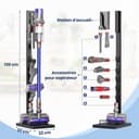 pickpiff Support pour aspirateur Dyson sur pied, compatible V15 V12 V11 V10 V8 V7 V6 / DC58 DC59 DC62 DC74 – rangement pour accessoires, gain de place, installation facile - 3
