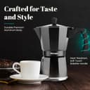 WECOOK! Luccia Italian Coffee Maker, Induction, Aluminium, Express, 1 – 3 Cups Coffee, Suitable for All Kitchens, Black, Silicone Seal Seal, Safety Valve. - 4