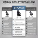 GTPLAYER Chaise de Gaming en Tissu - Ergonomique - avec Repose-Pieds - Appuie-tête - Coussin Lombaire - Rembourré - Pivotant, Supporte 150 kg, Gris - 4